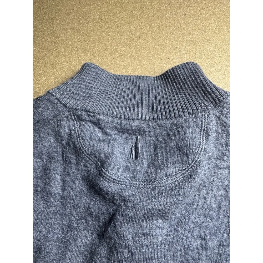Johnnie-O Mens M Grey 100% Merino Wool Quarter Zip Pullover Sweater Heathered